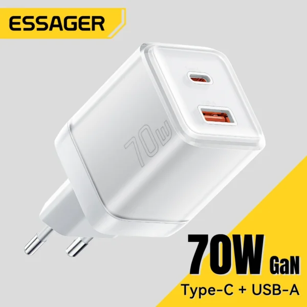 Essager 70W GaN Charger Quick Charge 4.0 3.0 USB Type C Charger for iPhone 15 14 13 Pro Max Fast Charger For Laptop PD Charger