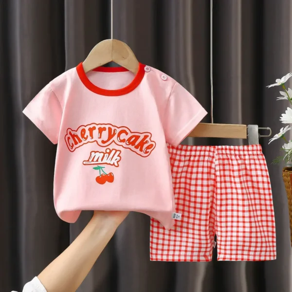 2PCS Children's Sets mother Kids Clothes Boys Girl T-shirt Shorts Summer Cotton Short sleeve Baby Children Clothing Toddler Suit - Image 4