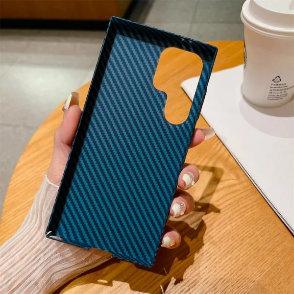 Luxury Carbon Fiber Pattern Plastic Armor Case for Samsung Galaxy S25 S24 S23 S22 Plus Ultra Note 20 10 Hard Slim Matte Cover - Image 4