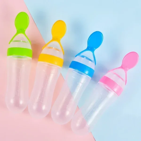 Silicone Baby Bottle with Spoon Newborn Medicine Juice Feeders Baby Food Supplement Rice Cereal Bottles Newborn Feeding Bottles - Image 2
