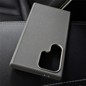 Business Luxury Leather Texture Armor Case for Samsung Galaxy S24 Plus S23 S22 Ultra Military Metal Frame Shockproof Matte Cover