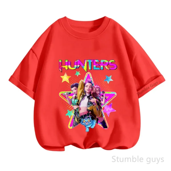 Kpop Demon Hunters Casual Fashion Kids Short Sleeve Summer Boys Girls T-Shirt Anime Clothes - Image 6
