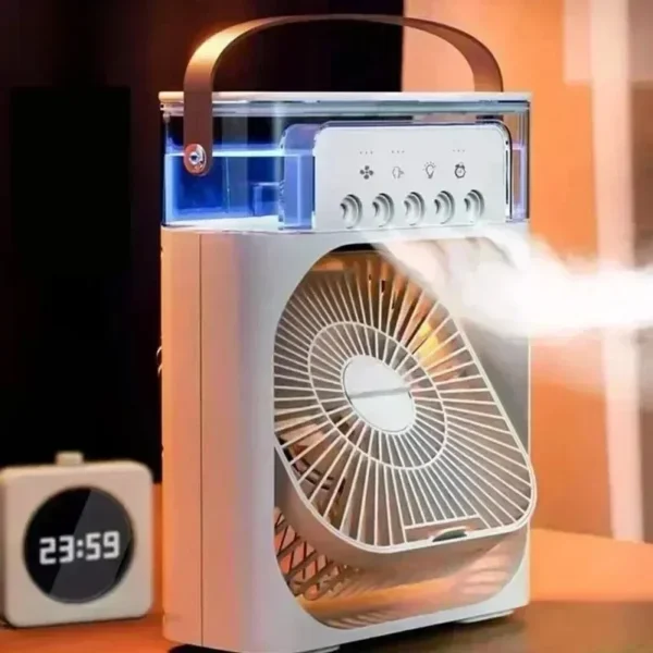 3 in 1 Summer Cooling Fan Portable Desktop Humidifier Mini USB Air Conditioner with Night Light for Home or Office - Image 3