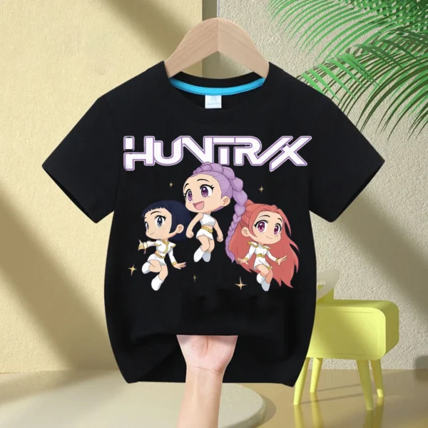 Kids T-Shirt KPop Demon Hunter Cotton Fashion Casual Top 2025 Movie Crew Neck Cartoon Girls Boys T-Shirt Casual Girls Clothing - Image 2