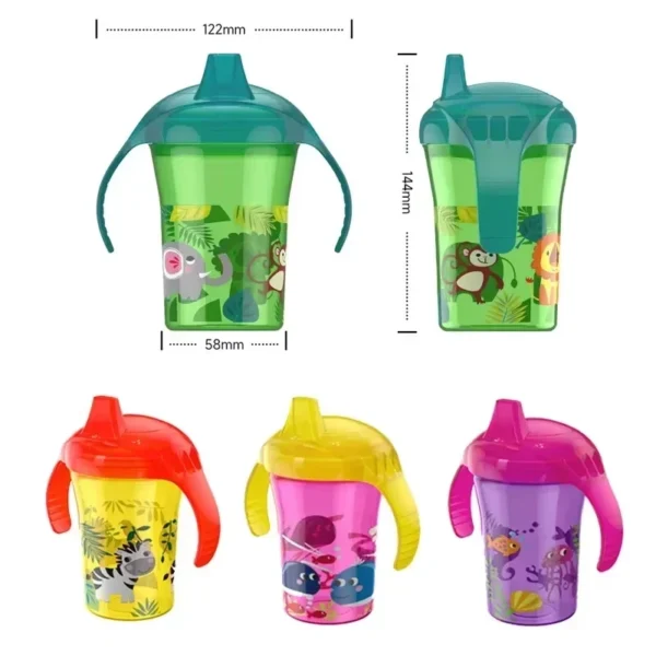 Baby Water Cups 260ML Baby Learning Drinking Cup with Double Handle Flip Lid Leakproof Infants Water Cups Bottle Duckbill Cup