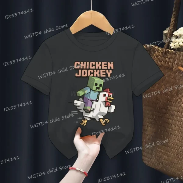 2025 Chicken Jockey Graphic T Shirt Baby Girls Boys Clothes Cartoon Fashion Short Sleeve T-shirt Kids Chicken Jockey Casual Top - Image 8