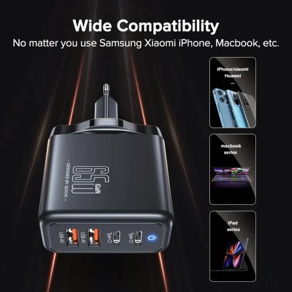QOOVI 65W GaN Charger USB Type C Fast Charging For Laptop Macbook Quick Charge 4.0 PD Charger For IPhone14 Xiaomi Samsung S21 - Image 2
