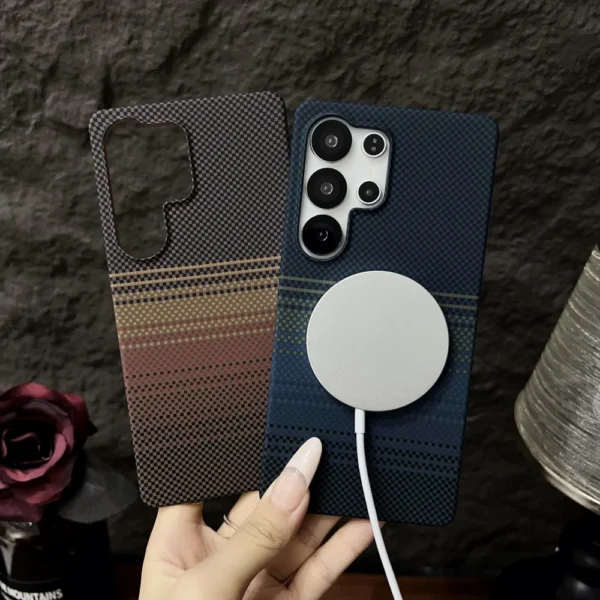 Luxury Magnetic Carbon Fiber Slim Case For Samsung Galaxy S25 S24 Ultra Plus S25Ultra Hard Matte PC Frameless for Magsafe Cover - Image 3