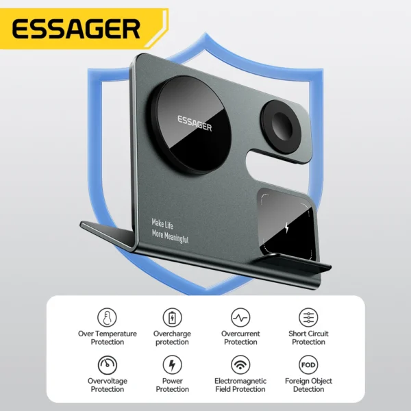 Essager 15W Wireless Charger 3 in 1 Fast Charging Desktop Stand For iPhone 15 14 13 AirPods Apple Watch Charging Station Holder - Image 6