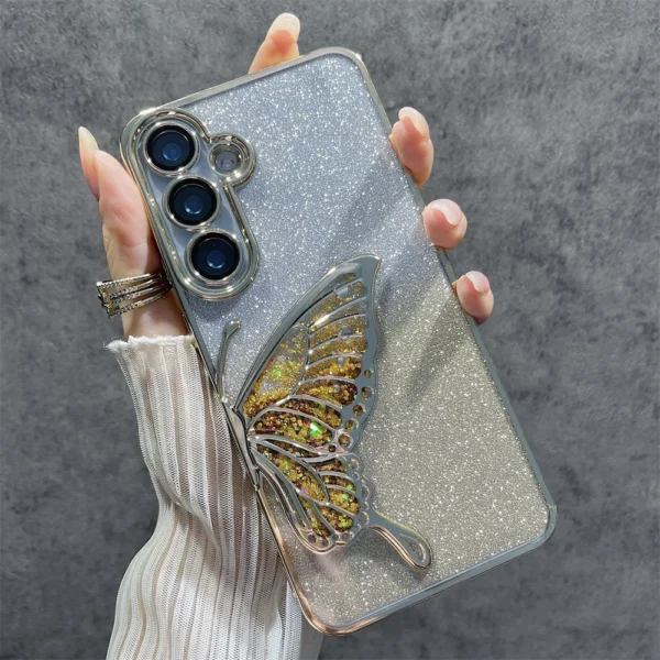 Luxury Shiny Glitter Armor Plating Transparent Phone Case For Samsung Galaxy S24 Ultra Plus S24Plus S24Ultra Butterfly Cover - Image 10