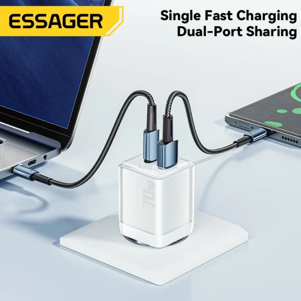 Essager 70W GaN Charger Quick Charge 4.0 3.0 USB Type C Charger for iPhone 15 14 13 Pro Max Fast Charger For Laptop PD Charger - Image 4