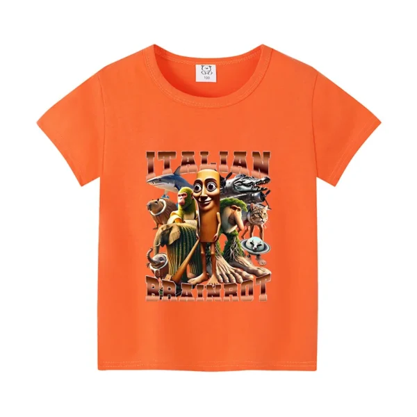 Italian Brainrot Themed Boys Girl T-shirt Popular Meme Animal Children Clothing Tralalero Tralala Summer Short Sleeve Cotton Tee - Image 15