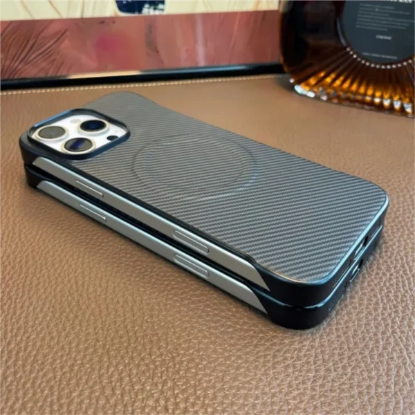 Frameless Carbon Fibre For Magsafe Magnetic Case for iPhone 16 Pro Max 16E 15 Plus 14 13 12 SE4 Metal Lens Wireless Charge Cover - Image 5