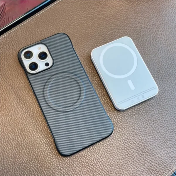 Frameless Carbon Fibre For Magsafe Magnetic Case for iPhone 16 Pro Max 16E 15 Plus 14 13 12 SE4 Metal Lens Wireless Charge Cover - Image 2