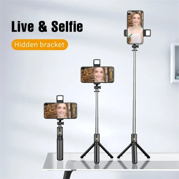 Selfie Stick Wireless Tripod Stand with Light Bluetooth Remote Extendable Tripod for iPhone Mobile Phone Tiktok Live Streaming - Image 4