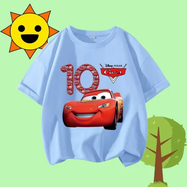 1-12 Boys' Sport Shirt Kids Round-neck Short-sleeved Cartoon Print Girls' Casual Summer T-shirt Racing Mania for Children Aged - Image 7