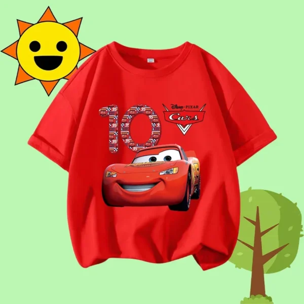 1-12 Boys' Sport Shirt Kids Round-neck Short-sleeved Cartoon Print Girls' Casual Summer T-shirt Racing Mania for Children Aged - Image 8
