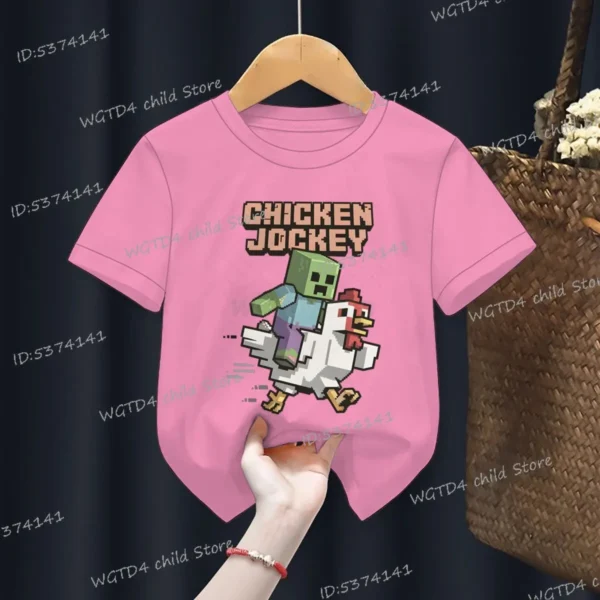 2025 Chicken Jockey Graphic T Shirt Baby Girls Boys Clothes Cartoon Fashion Short Sleeve T-shirt Kids Chicken Jockey Casual Top - Image 11