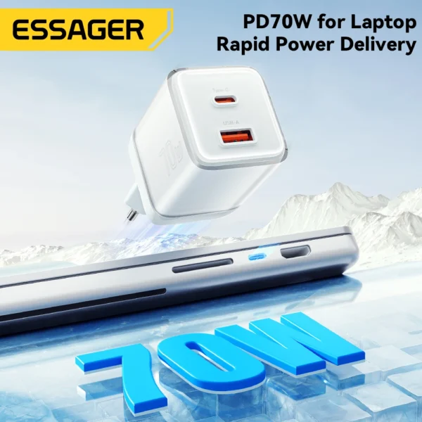 Essager 70W GaN Charger Quick Charge 4.0 3.0 USB Type C Charger for iPhone 15 14 13 Pro Max Fast Charger For Laptop PD Charger - Image 2