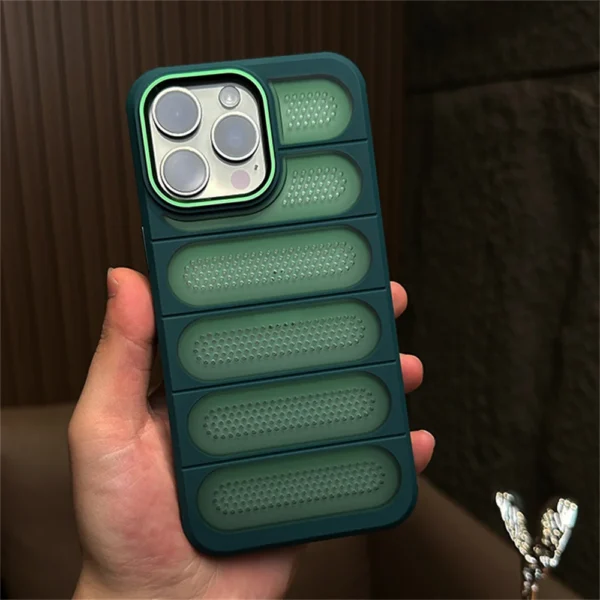 Luxury Shockproof Matte Cooling Holes Armor Case For iPhone 16 15 14 13 12 Pro Max Plus 11 TPU PC Bumper Metal Hybrid Cover Capa - Image 3