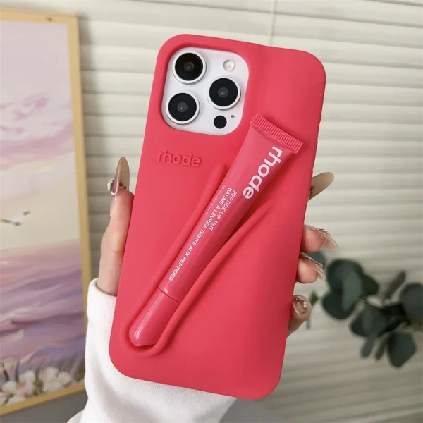 Lip Case Silicone Phone Case for iPhone 16 15 14 13 12 11 Pro Max Plus 16E Lipstick Holder Stand Soft Silicone Cover - Image 10