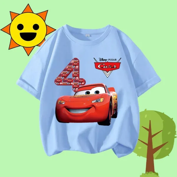 1-12 Boys' Sport Shirt Kids Round-neck Short-sleeved Cartoon Print Girls' Casual Summer T-shirt Racing Mania for Children Aged - Image 19