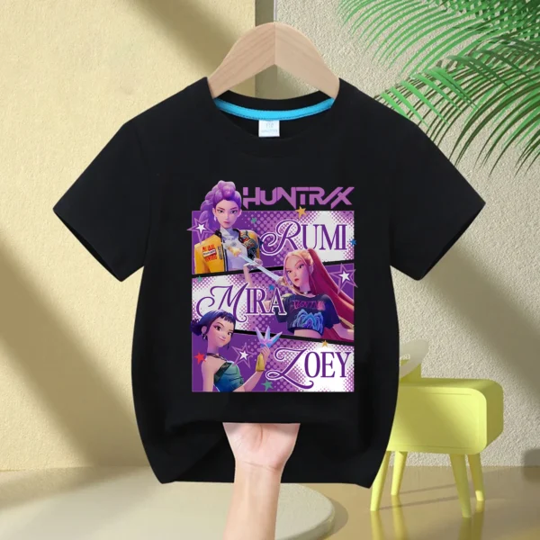 Kids T-Shirt KPop Demon Hunter Cotton Fashion Casual Top 2025 Movie Crew Neck Cartoon Girls Boys T-Shirt Casual Girls Clothing - Image 6