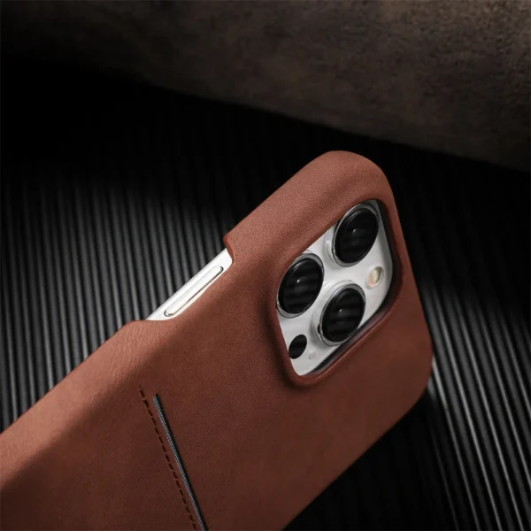 Business Card Slot Wallet Sheepskin Leather Case For iPhone 16 15 14 13 12 Pro Max Plus Luxury Frameless Shockproof Armor Cover - Image 6