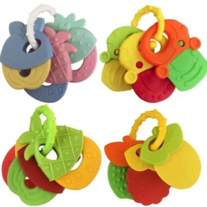 Home 40 Silicone Teethers for Baby Things Newborn Chews Food Grade Teethers Training Bed Toy Baby Fruit Item Feeding Infant Rattle