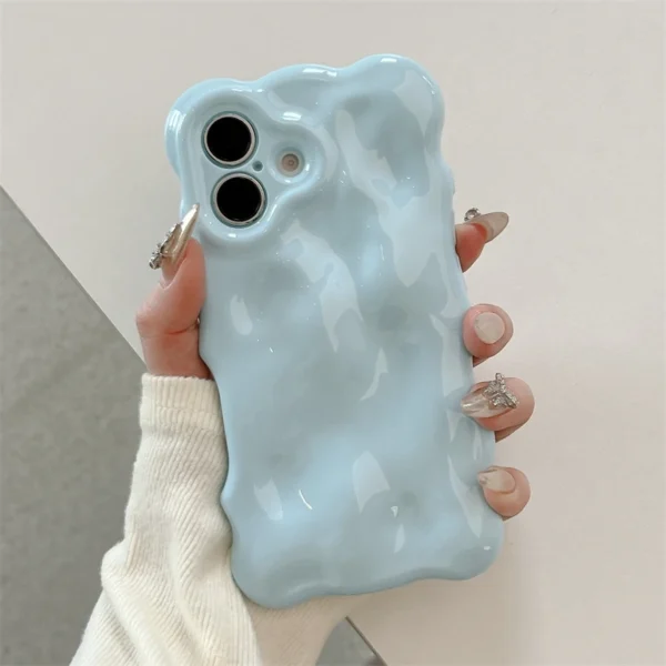Ins Fashion 3D Wave Shape Cute Soft Phone Case For iPhone 16 15 Plus 14 13 12 Pro Max 11 Plain Lovely Girls Shockproof Cover - Image 8