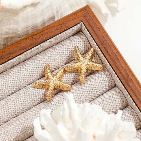 Punk Metal Starfish Stud Earrings For Women Fashion Gold Color Star Geometric Temperament Earrings Summer Jewelry Gift - Image 3