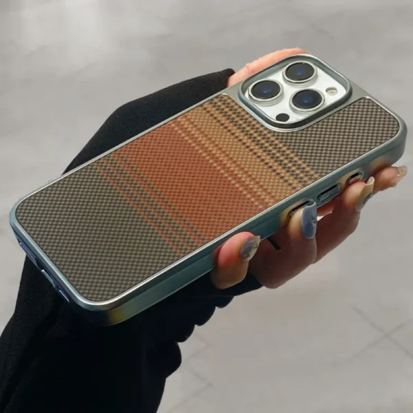 Luxury Plating Carbon Fiber Phone Case For iPhone 16 E 15 14 13 12 11 Pro Max Plus Business Electroplated Shockproof Armor Cover - Image 3