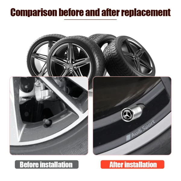 4PCS Car Wheel Tire Valve Caps Covers Accessories For Mercedes Benz AMG GLC GLB GLE CLA CLK W206 W204 W205 W212 W213 W169 W176 - Image 2