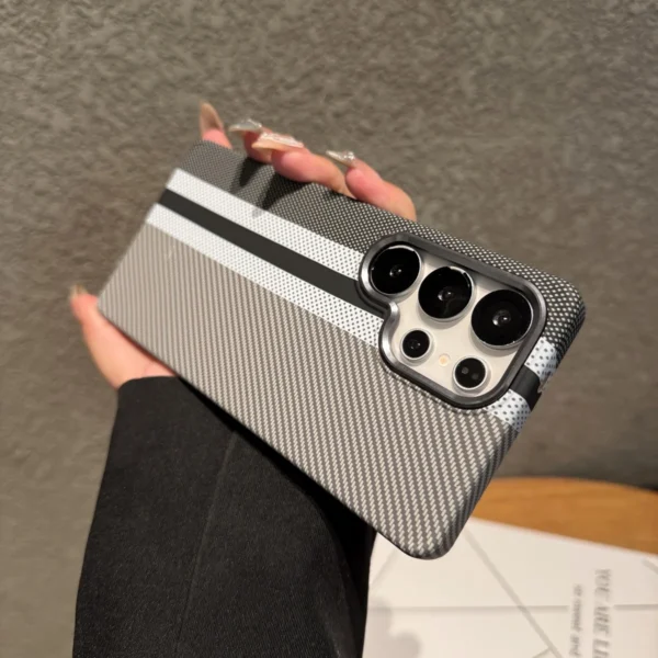 Mountain Carbon Fiber Kevlar Pattern Plastic Case For Samsung S25 S24 S23 Ultra Plus For Magsafe Magnetic Wireless Charge Cover - Image 9