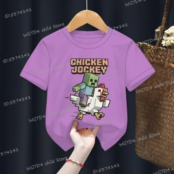 2025 Chicken Jockey Graphic T Shirt Baby Girls Boys Clothes Cartoon Fashion Short Sleeve T-shirt Kids Chicken Jockey Casual Top - Image 18