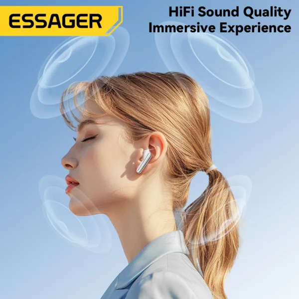 Essager Wireless Headset Bluetooth 5.3 HiFi Headset  Music Sport Dual Noise Cancelling Headphones Touch Control With Microphone - Image 2