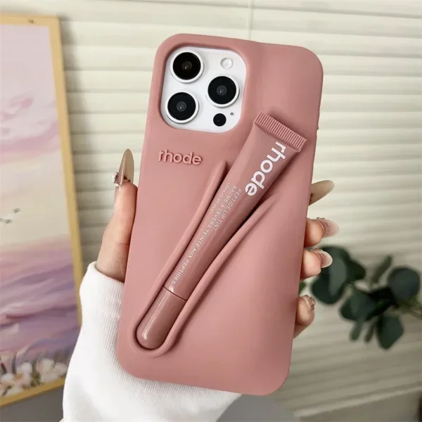 New Brand Phone Case with Lip Glosses Cover for iPhone 16 15 13 14 Pro Max Plus 12 11 16E Makeup Lip Gloss Balm Silicone Cases - Image 11