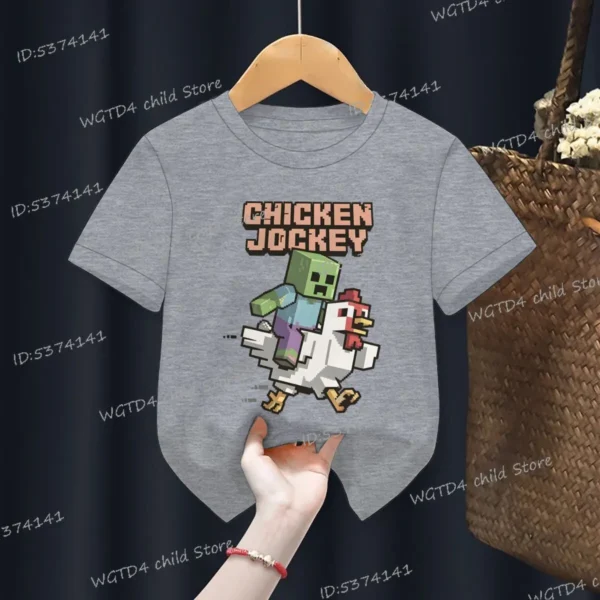 2025 Chicken Jockey Graphic T Shirt Baby Girls Boys Clothes Cartoon Fashion Short Sleeve T-shirt Kids Chicken Jockey Casual Top - Image 14