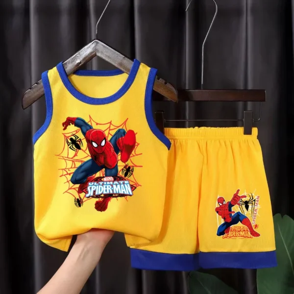 2025 Summer New Breathable Boys Vest Sets Anime Spiderman Children's Sleeveless Top Shorts Two Piece Suit Kids Casual Outfits - Image 3