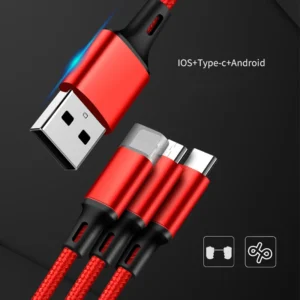 3 in 1 SuperCharging Cable Type-C Phone Fast Charger Cord Micro USB Data Wire For iPhone 14 13 12 Pro Samsung Xiaomi Huawei