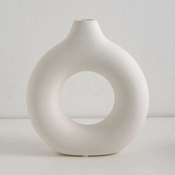 Simple Plastic Vase Donut Shape Single Flower Pot Home Living Room Decoration Table Ornaments Circle Flower Arrangement Vase - Image 9