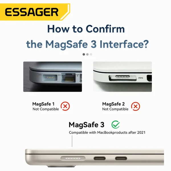 Essager Type-C Female to Magsafe 3 Converter 140W USB-C Magnetic Adapter Connector Laptop PD Charging Plug For MacBook Air/Pro - Image 5