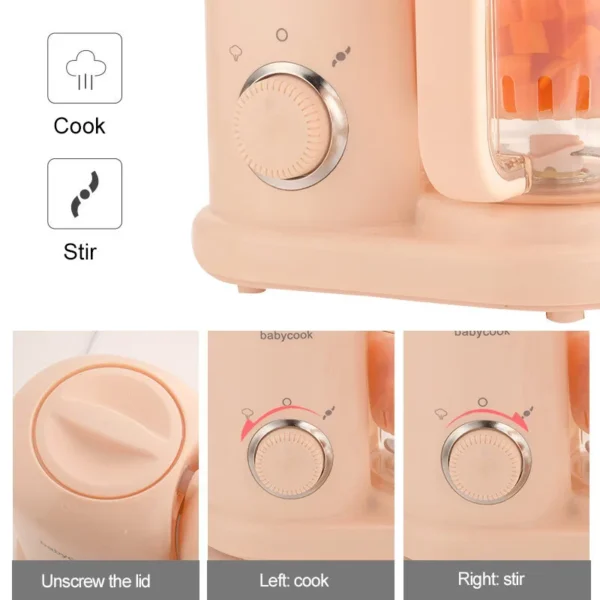 220V Baby Food Supplement Machine Multicooker Solid Food Cooking Machine Electric Blender Grinder Mixer Steaming Cooking Machine - Image 4