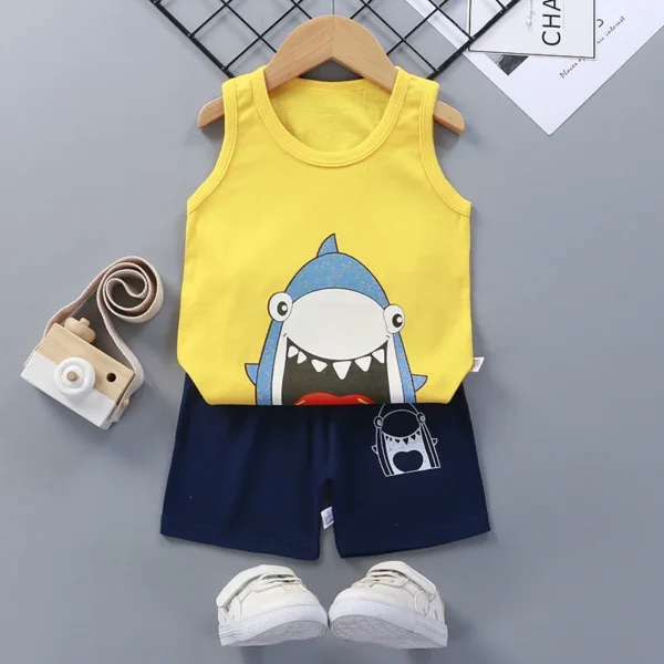 Children Sets Kids Clothes Boys Girls Vest Suit  Summer Children's Clothing baby Cotton T-Shirts Shorts Tank Top Sleeveless - Image 8