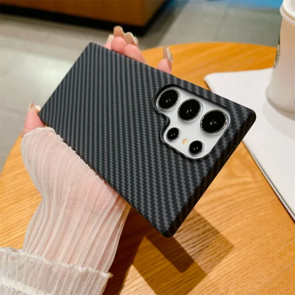 Luxury Carbon Fiber Pattern Plastic Armor Case for Samsung Galaxy S25 S24 S23 S22 Plus Ultra Note 20 10 Hard Slim Matte Cover - Image 3