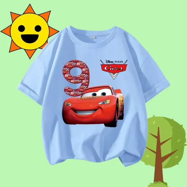 1-12 Boys' Sport Shirt Kids Round-neck Short-sleeved Cartoon Print Girls' Casual Summer T-shirt Racing Mania for Children Aged - Image 10