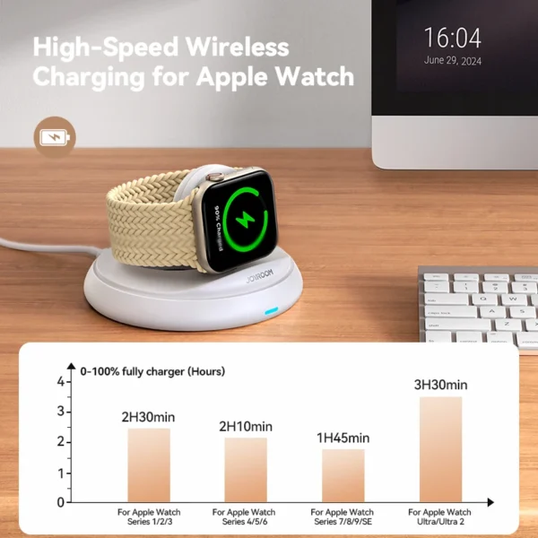 Joyroom for Apple Watch Charger Stand Portable Magnetic Charging Dock Fast Charger for iWatch Ultra/SE/Series 9 8 7 6 5 4 3 2 - Image 3
