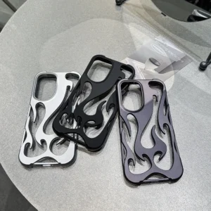 3D Flame Pattern Phone Case For Samsung S25 Ultra S24 Plus S23 S22 A56 A36 A26 A55 5G A54 A16 A15 A14 A06 Hollow Slim Soft Cover