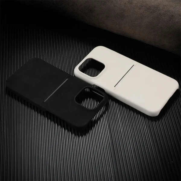 Business Card Slot Wallet Sheepskin Leather Case For iPhone 16 15 14 13 12 Pro Max Plus Luxury Frameless Shockproof Armor Cover - Image 2