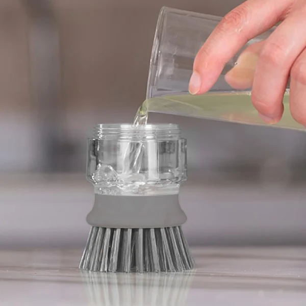 Kitchen Scrub Brush Multifunctional Press Cleaning Brush with Soap Dispenser Dish Scrubber Washing Up Brush for Sink Pots Pans - Image 4